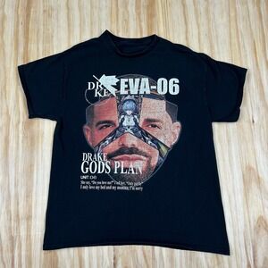 Drake God's Plan T Shirt EVA-06 Size L Black Short Sleeve